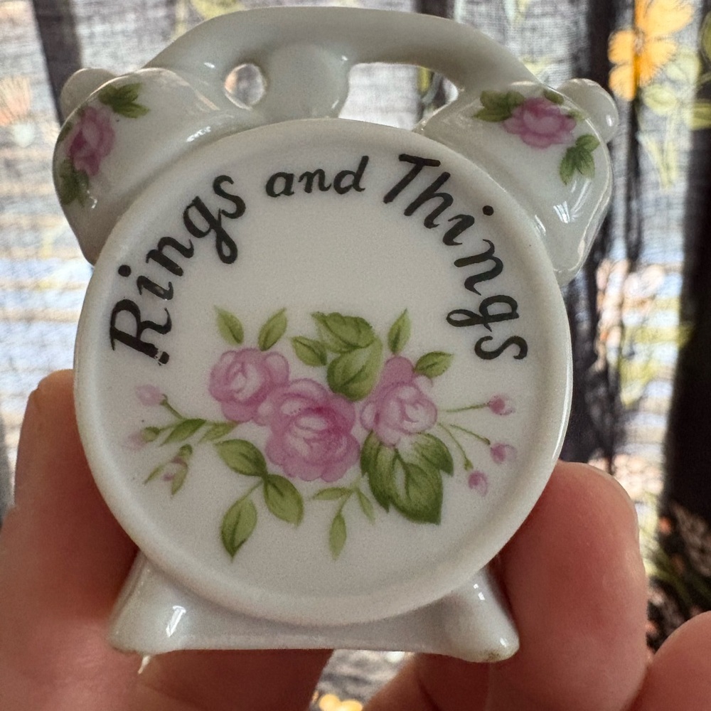 Rings and things vintage porcelain clock ring sink holder dish trinket storage